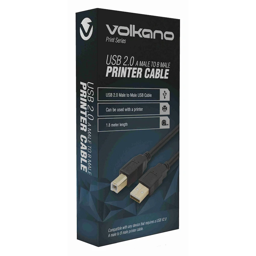 Volkano Print Series USB Printer Cable 1.8m - Black - Image 2