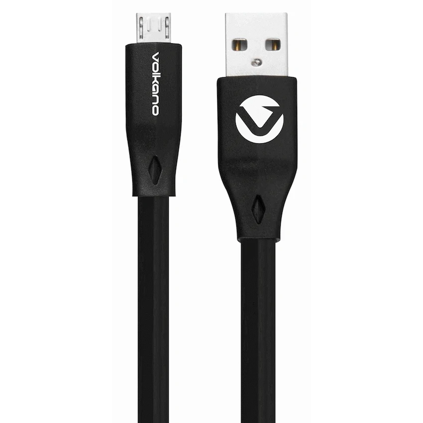 Volkano Slim Series Flat PVC Micro USB Cable 1.2m - Black - Image 2