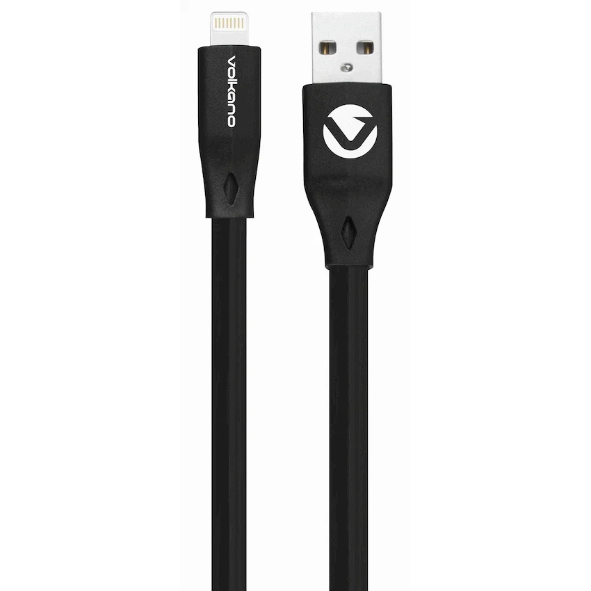 Volkano Slim Series Flat PVC Lightning Cable 1.2m - Black - Image 2