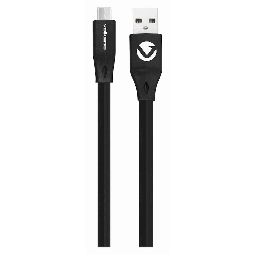 Volkano Slim Series Flat PVC Type-C Cable 1.2m - Black - Image 2