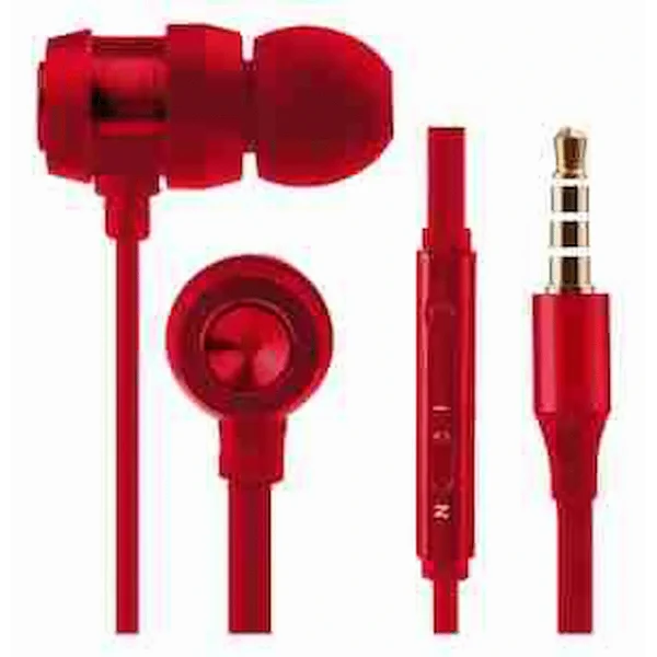 Volkano Alloy Series Earphones with Mic - Solid Red