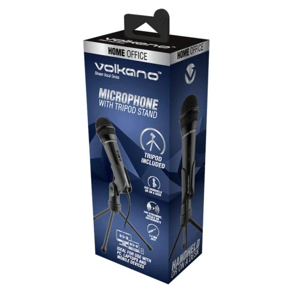 Volkano Stream Vocal Microphone with Tripod, Aux - Image 3