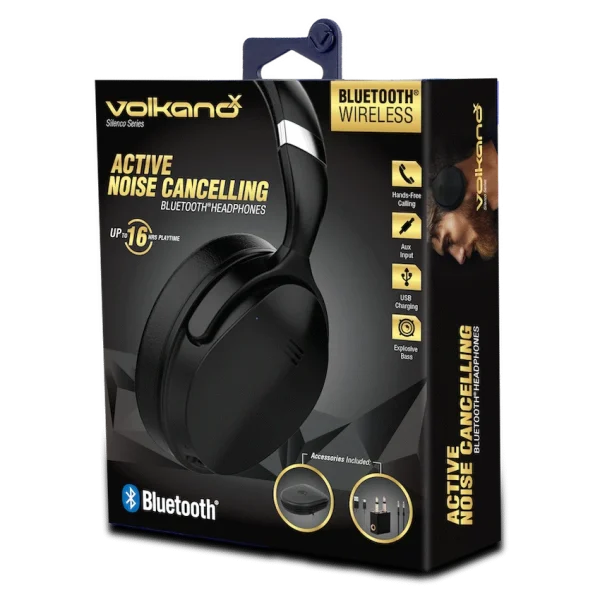 VolkanoX Silenco Series Active Noise-Cancelling Bluetooth Headphones - Black - Image 2
