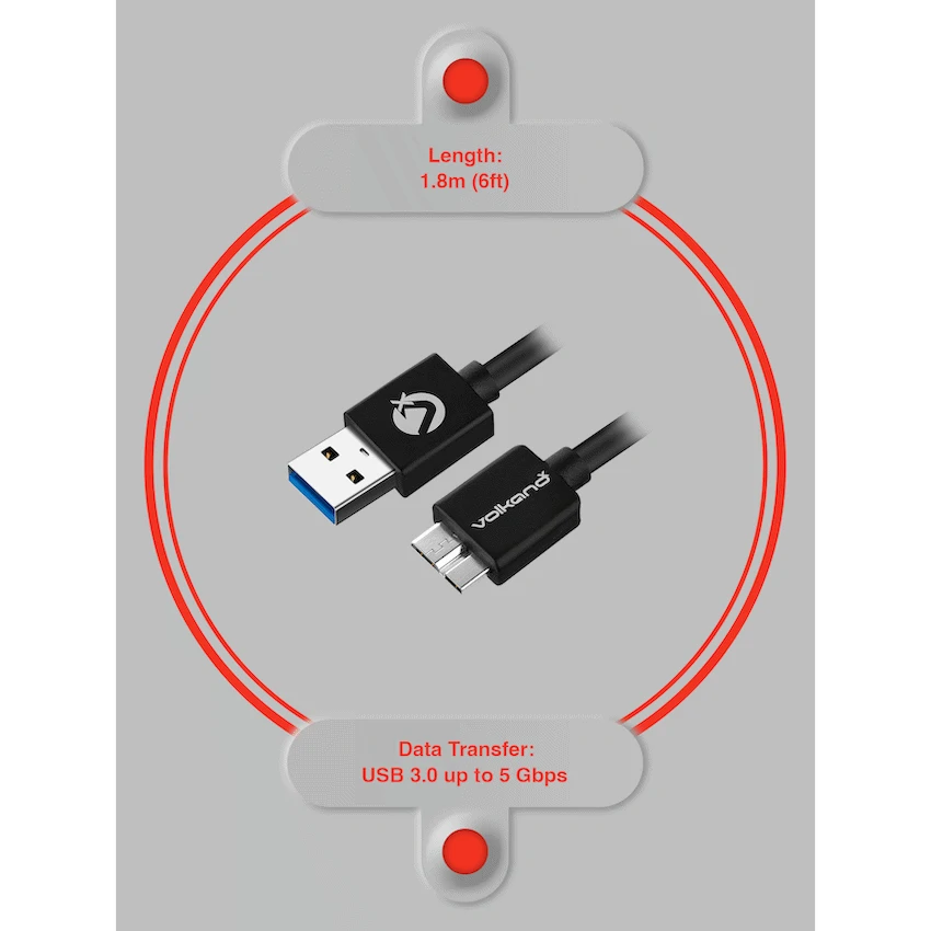 VolkanoX Data Series USB3.0 Micro USB Cable 1.8m - Image 2