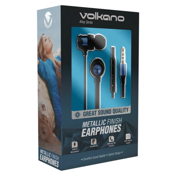 Volkano Alloy Series Metal Earphone - Blue - Image 2