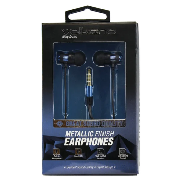 Volkano Alloy Series Metal Earphone - Blue - Image 3