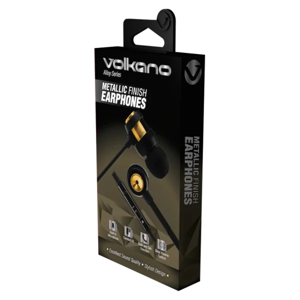 Volkano Alloy Series Metal Earphone - Gold - Image 2