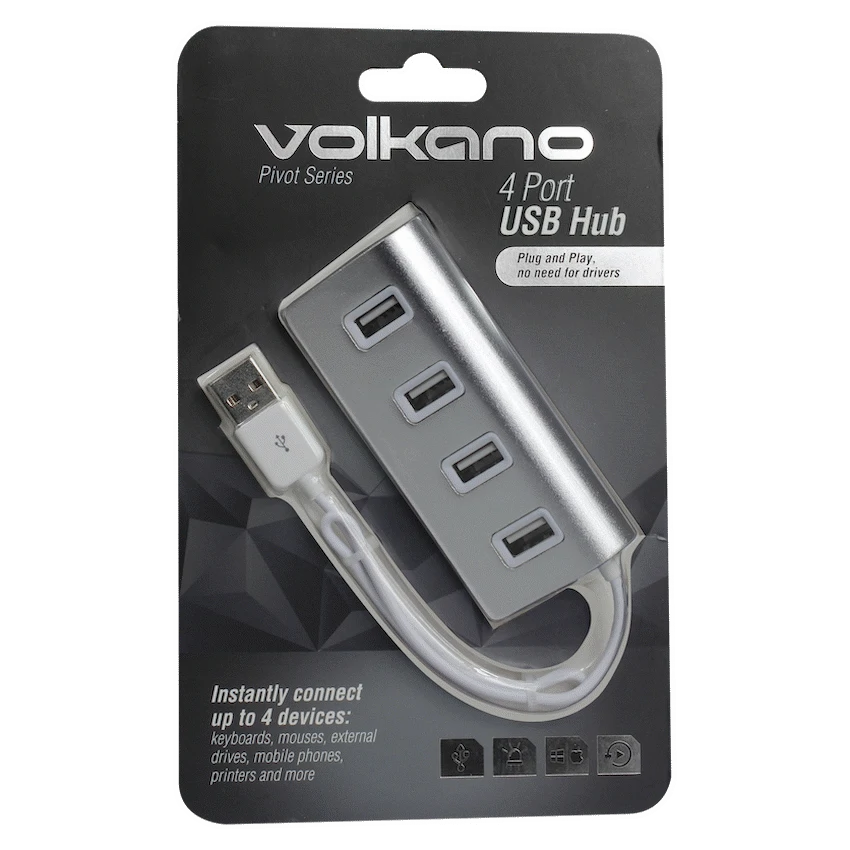 Volkano Pivot series 4 port USB Hub - silver - Image 3