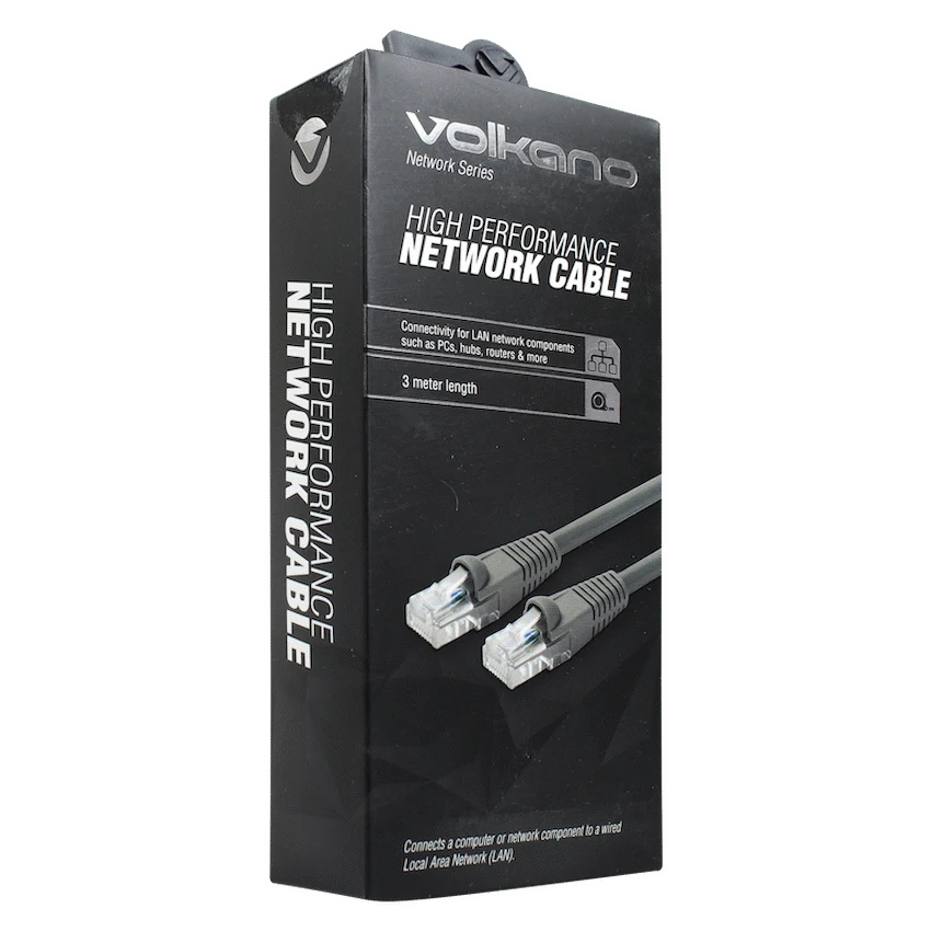 Volkano Network Series RJ-45 Network Cable, CAT5, 3m - Grey - Image 2