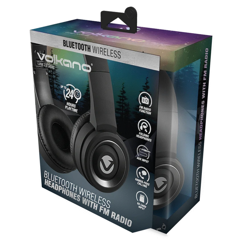 Volkano Lunar 2.0 Series Bluetooth Headphones - Black/Silver - Image 2