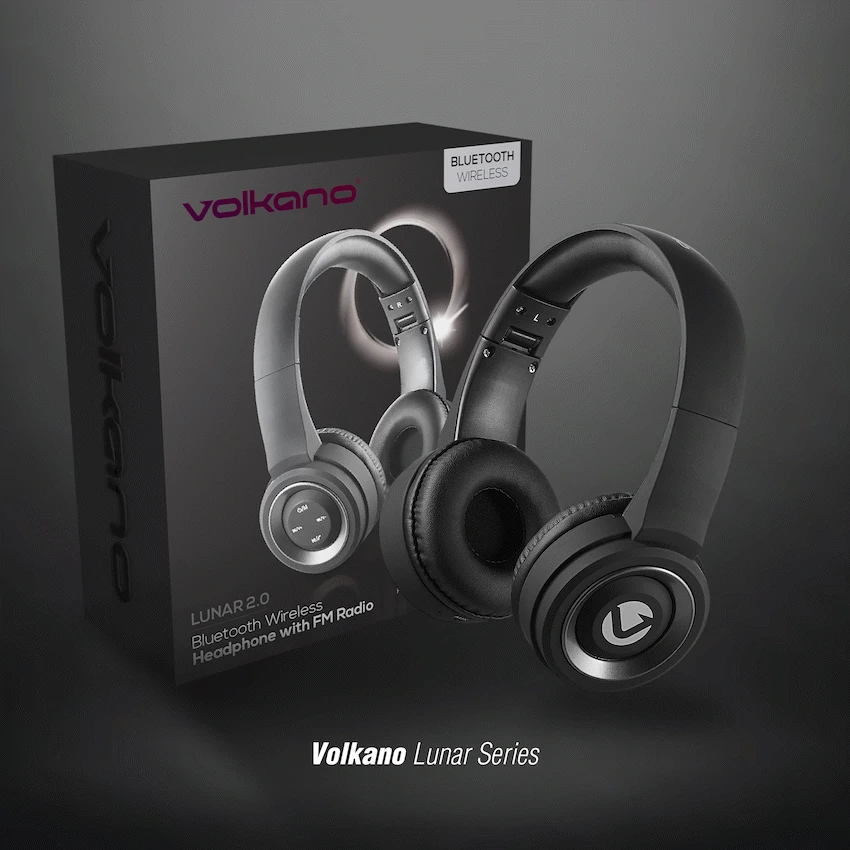 Volkano Lunar 2.0 Series Bluetooth Headphones - Black/Silver - Image 3