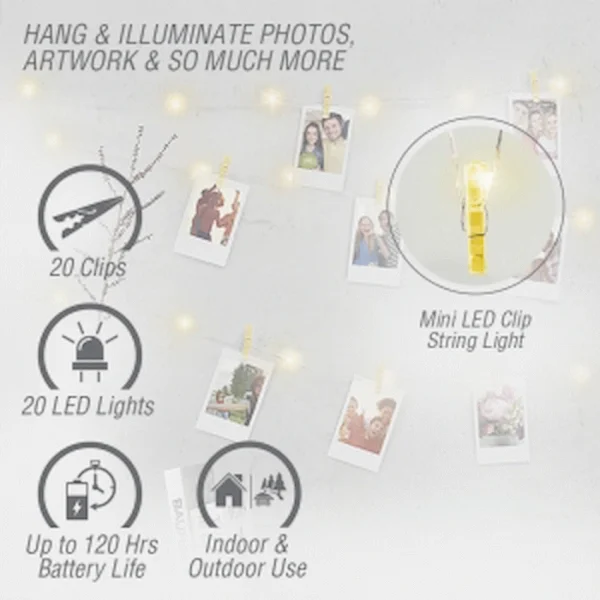 Volkano Twinkle Series Photo Clips with LED Lights - Gold - Image 3
