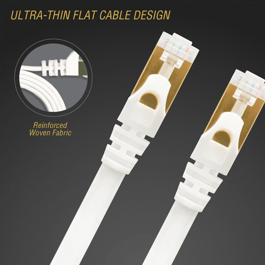 VolkanoX Giga series Cat 7 Ethernet cable 1meter - white, gold tips - Image 3