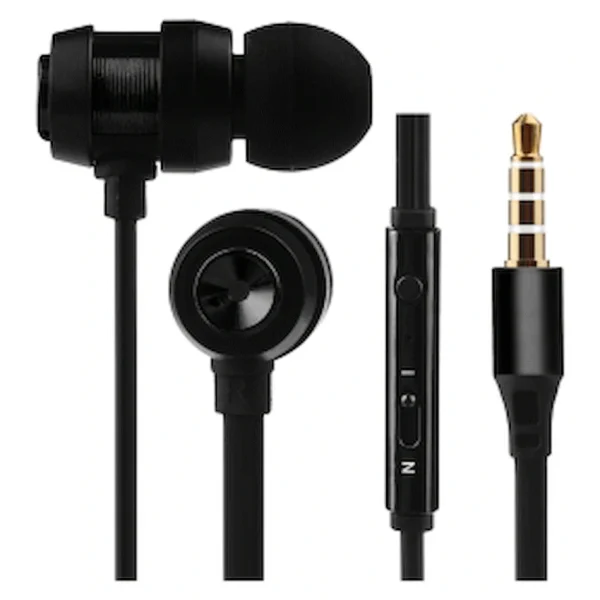 Volkano Alloy Series Earphones, with Mic - Solid Black