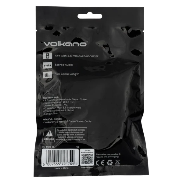 Volkano 3.5mm to 3.5mm Stereo Cable 5m - Image 3