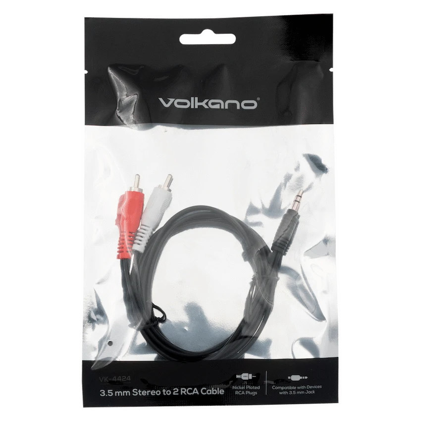 Volkano 3.5mm AUX Stereo to 2 RCA Lead - 1.2m - Image 2