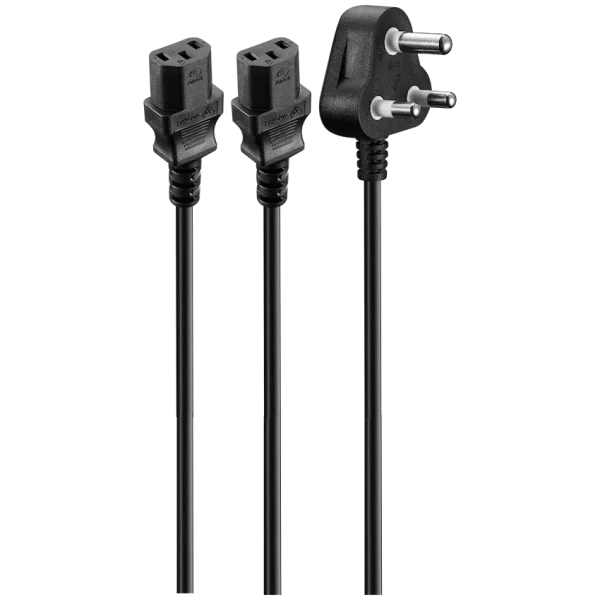 Volkano Presto Series Double 3 Pin IEC Power Cable 1.8m 10a - Black