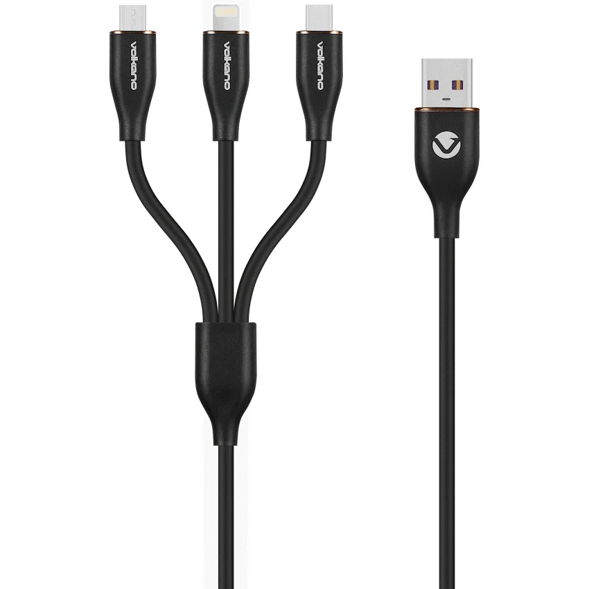 Volkano Flexi Series 3-in-1 Charging Cable - Black