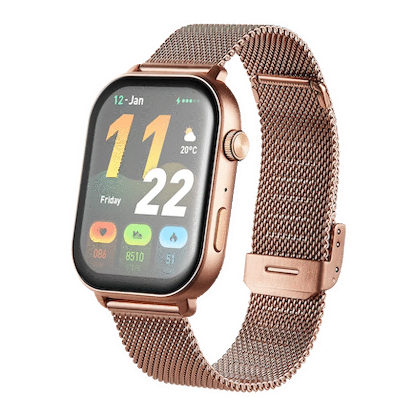 Volkano Trinity Series Smartwatch with Metal Mesh Strap - Gold - Image 2