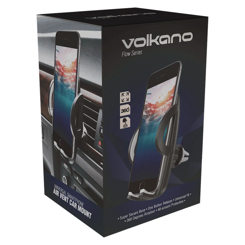 Volkano Flow Series Car Air Vent Phone Holder - Large - Black - Image 3