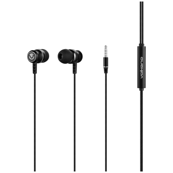 Volkano Earphones with Mic - STANNIC SERIES - Black