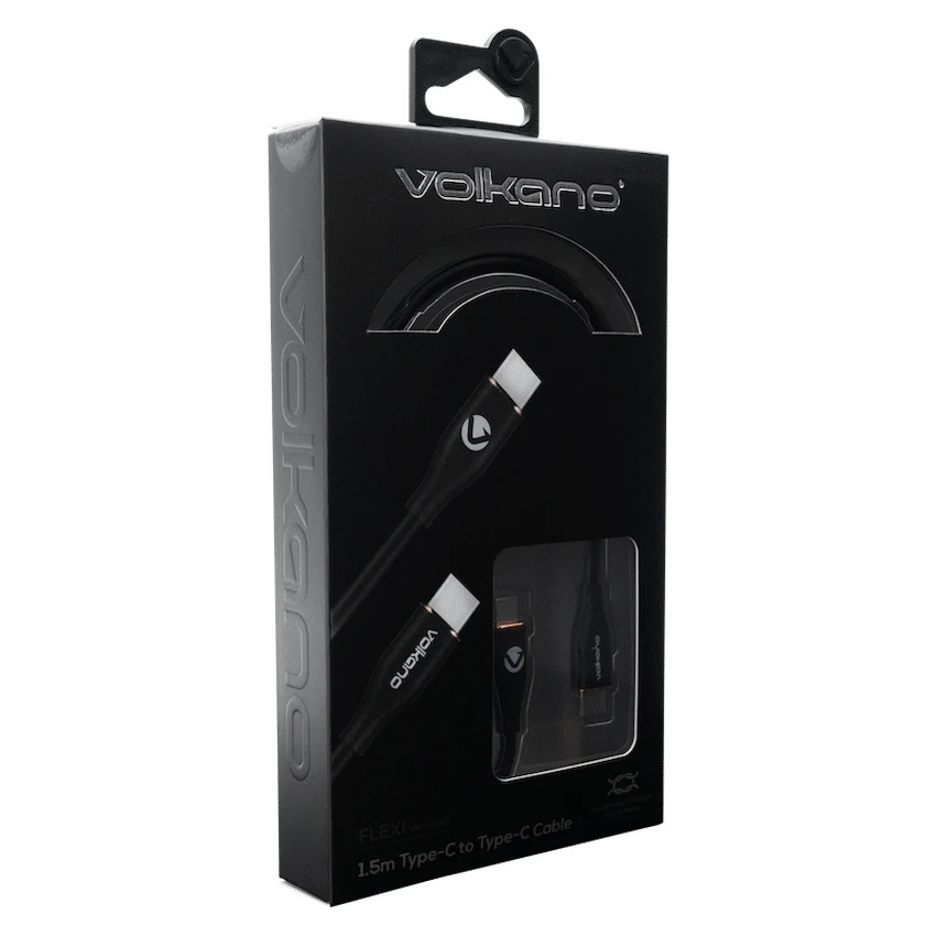 Volkano Flexi Series Type-C to Type-C 1.5m 60w - Black - Image 3