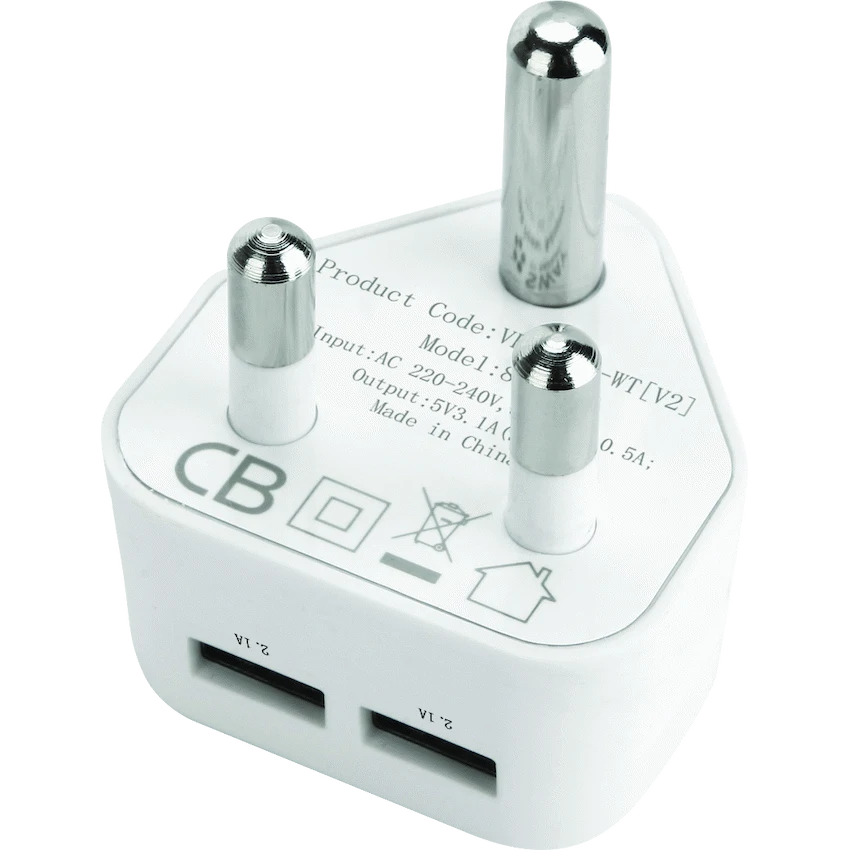 Volkano Current Series Double USB Wall Charger with 3-Pin Plug - Image 2