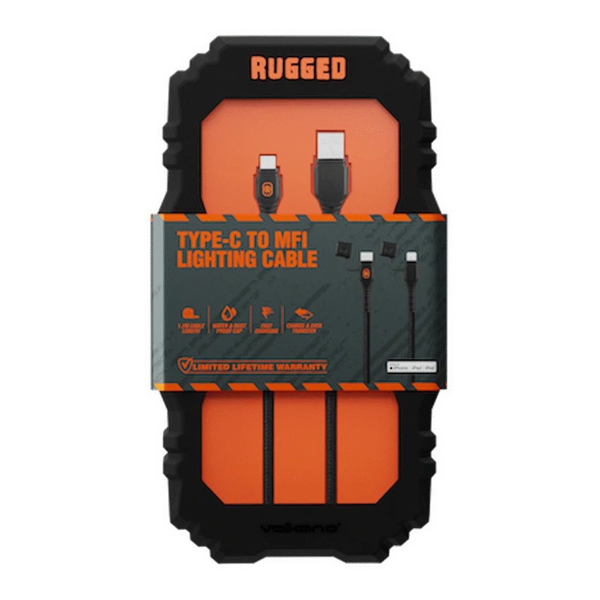 Rugged by Volkano Waterproof and Dustproof Type-C to MFI Lightning Cable - 1.2m - Image 2
