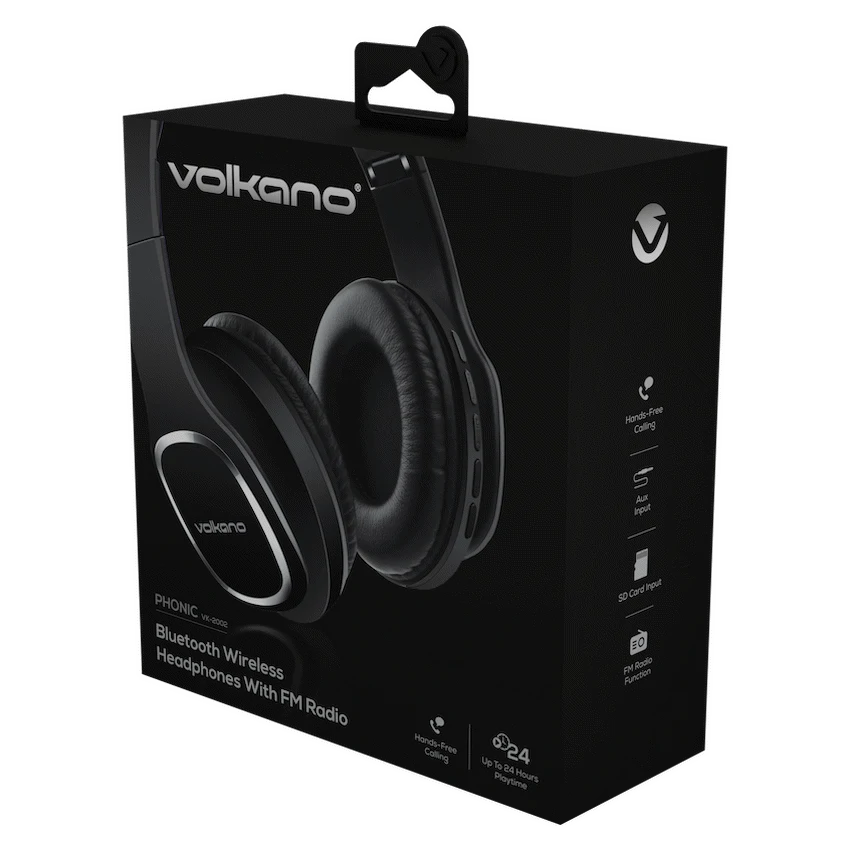 Volkano Phonic Series Bluetooth Full Size Headphones - Black - Image 7