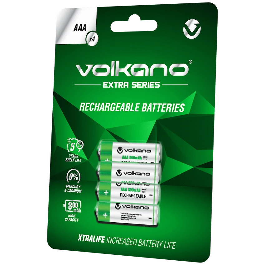 Volkano Extra Series AAA Rechargeable Batteries Pack of 4