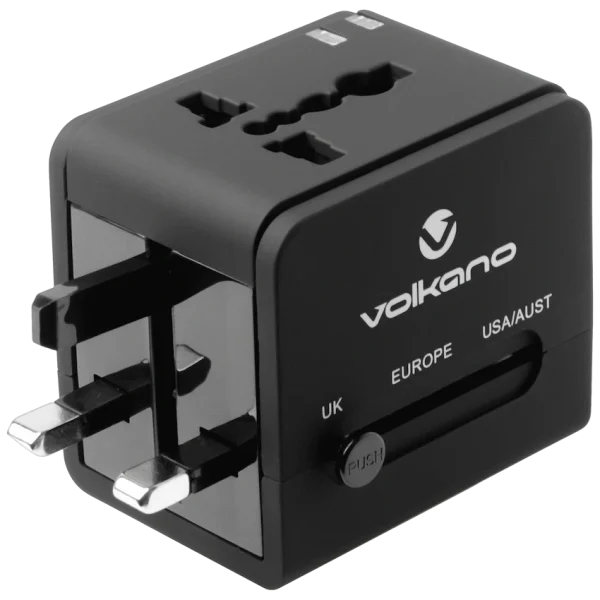Volkano International Series travel adaptor plug with 2 USB charge ports