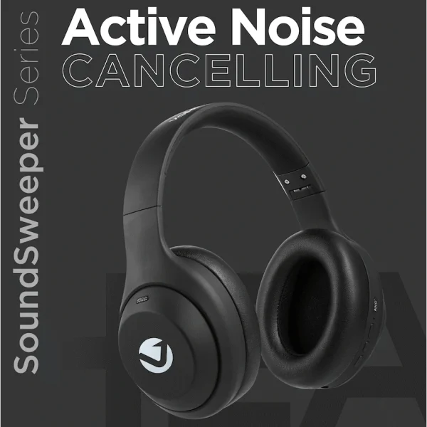 Volkano SoundSweeper Series Active Noise Cancelling bluetooth Headphones - Black - Image 3