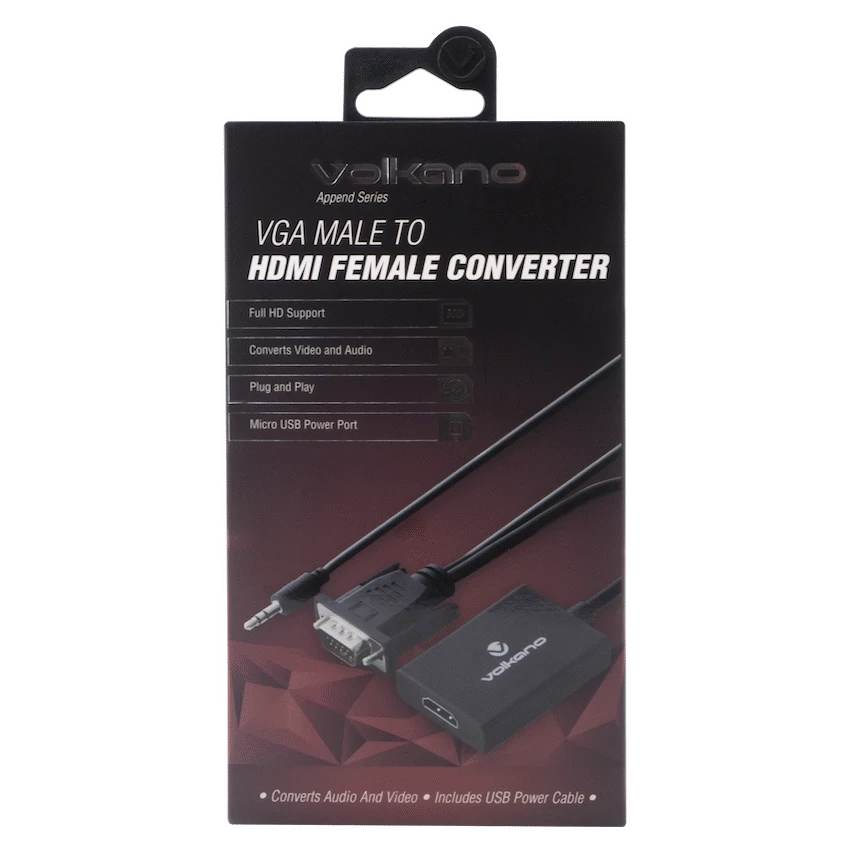 Volkano Append series VGA male to HDMI female converter, 10cm cable, with Sound - Image 3