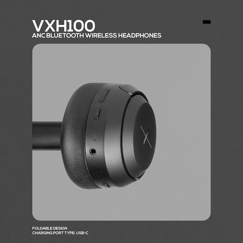 VolkanoX VXH100 Bluetooth Headphones with ANC  - Black - Image 2
