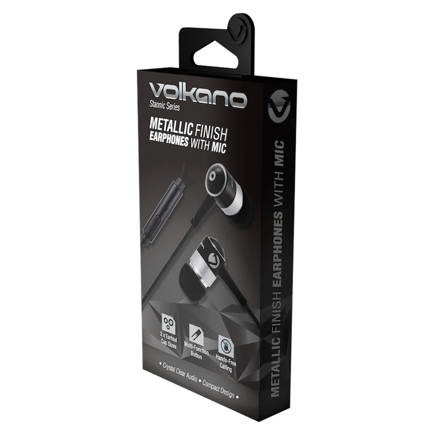 Volkano Earphones with Mic - Stannic Series - Black - Image 2