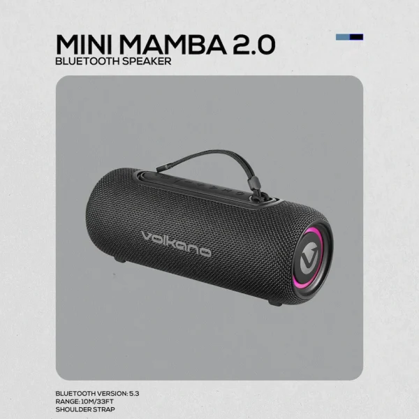 Volkano Mini Mamba 2.0 Series Bluetooth Speaker - Black - Image 6