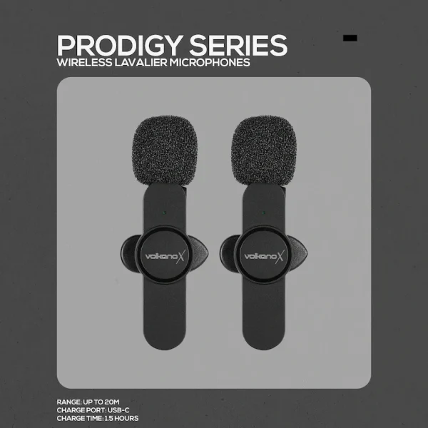 VolkanoX Prodigy Series Wireless Lavalier Microphone - Black - Image 3