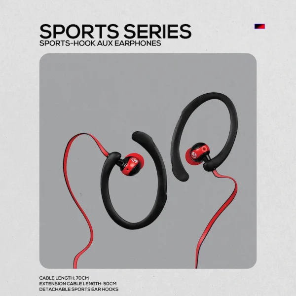 Volkano Sports Earphones Black/Red - Image 2