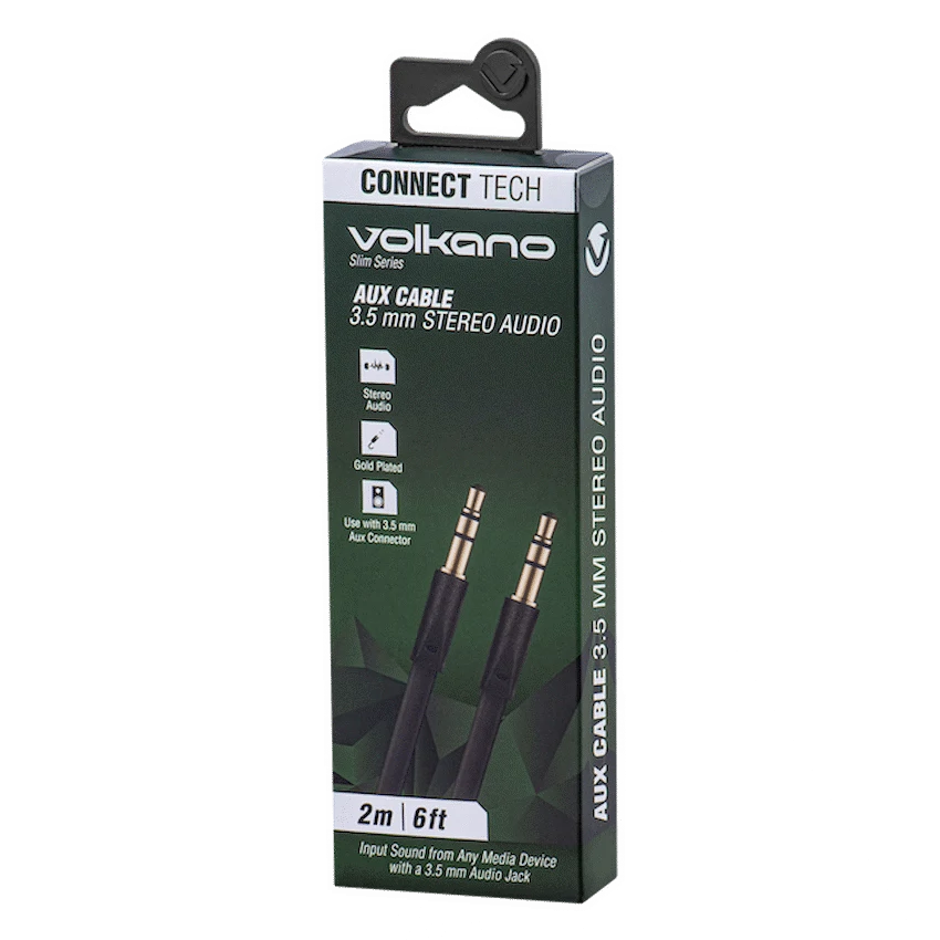 Volkano Slim Series Aux Cable 2m - Black - Image 7