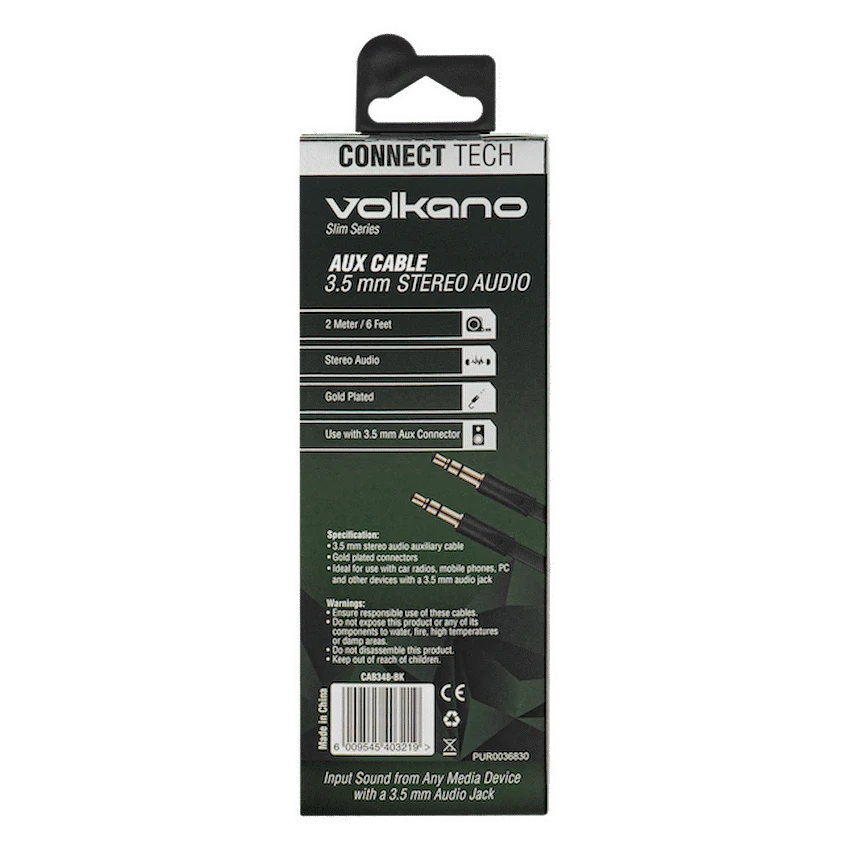 Volkano Slim Series Aux Cable 2m - Black - Image 8