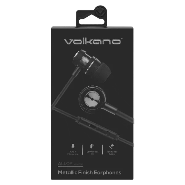 Volkano Alloy Series Earphones, with Mic - Solid Black - Image 3