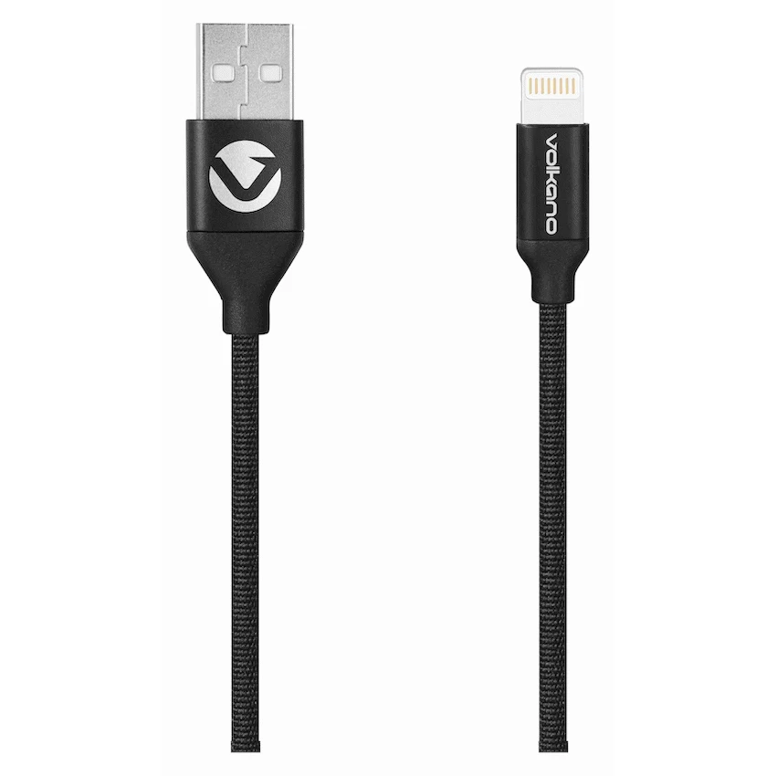 Volkano Weave Series Fabric Braided MFI Lightning Cable 3m - Black - Image 2